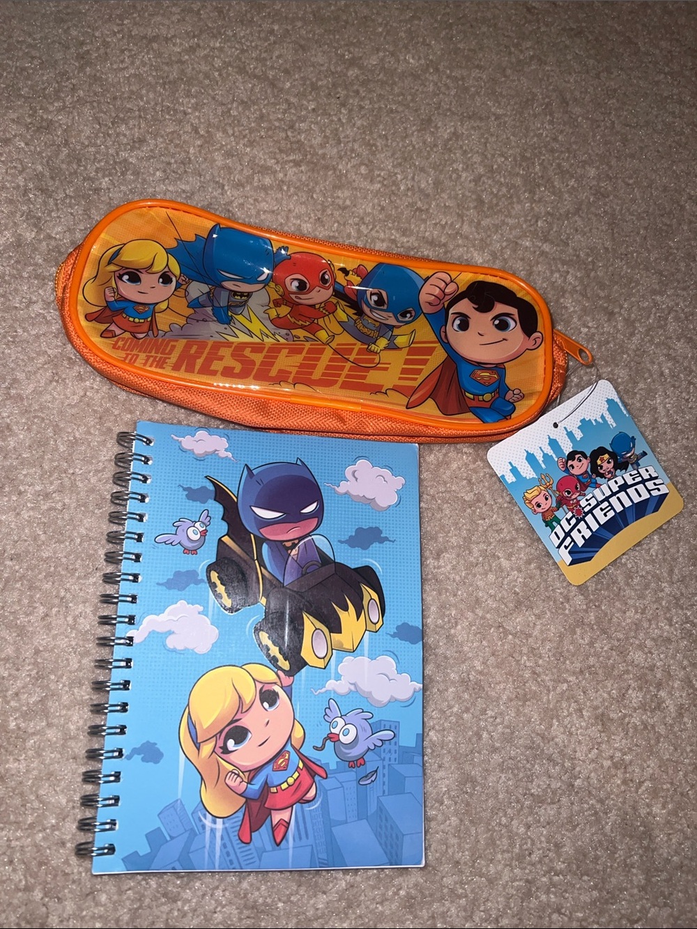 NWT 2pc DC Super Friends Pencil Pouch & Notebook